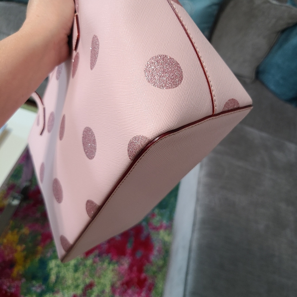 NWT - Kate Spade - Hani, Haven Lane Glitter Pink Polka Dot Tote - Picture 10 of 16